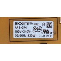 FUENTE DE PODER PARA TV SONY / NUMERO DE PARTE 147458612 / 1-893-326-11 / APS-374 / 1-474-586-12 / APS-374(CH) / MODELOS KDL60W610B / KDL60W630B / KDL-60W610B / KDL-60W630B